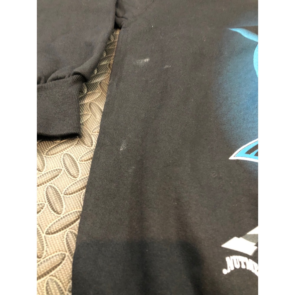 Nutmeg Mills Carolina Panthers Sweatshirt Mens L Black Vintage 90s NFL USA Made - Picture 2 of 11